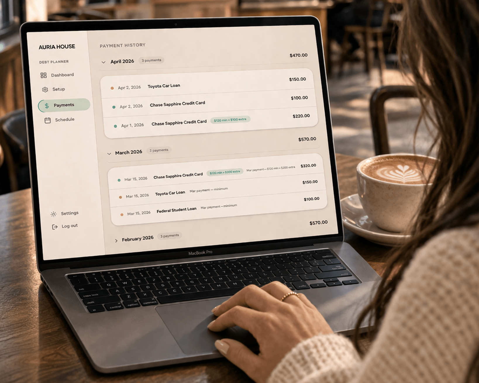 Payment tracking view